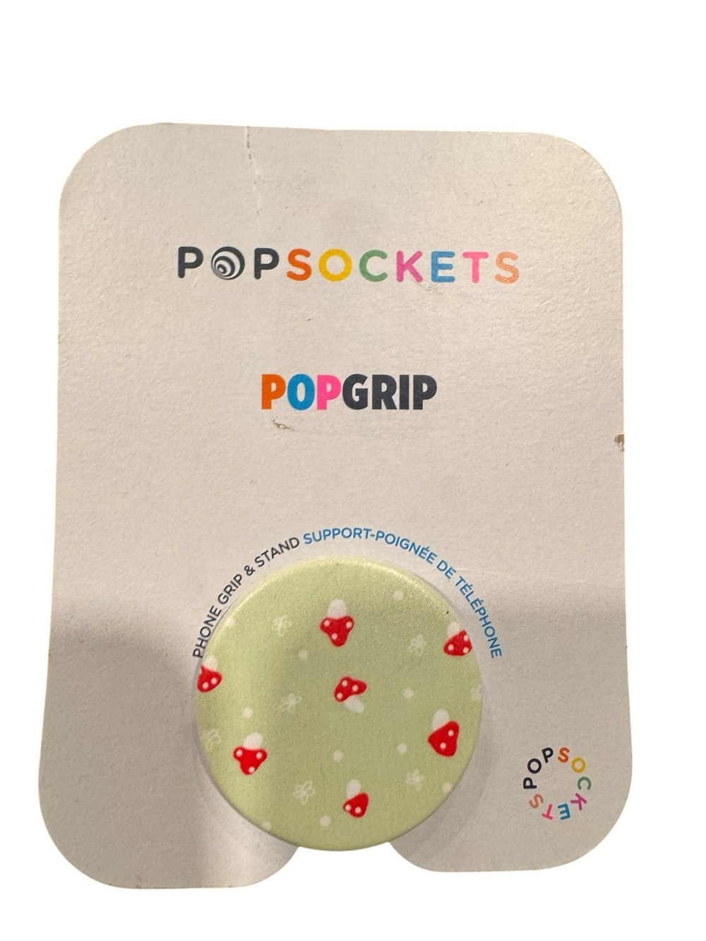 PopSocket PopGrip Kids Phone Grip Light Green with Red Mushroom Pattern